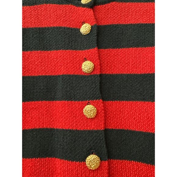 Zara Stripes Cropped‎ Sweater Cardigan Red & Navy Size Medium - Picture 5 of 9